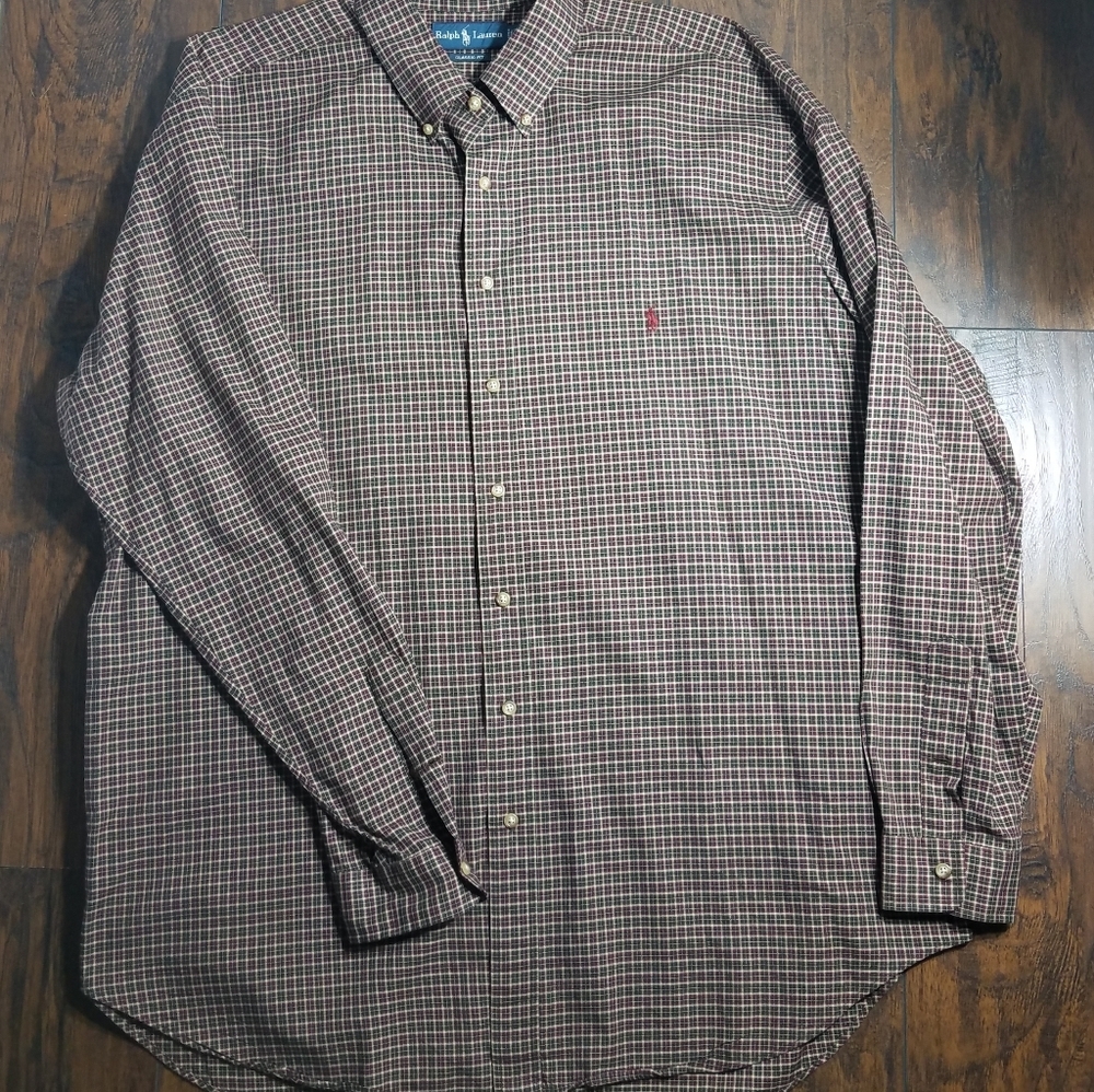 Ralph Lauren Classic Fit Long Sleeve Shirt Mens Sz 2XLT brown & red plaid